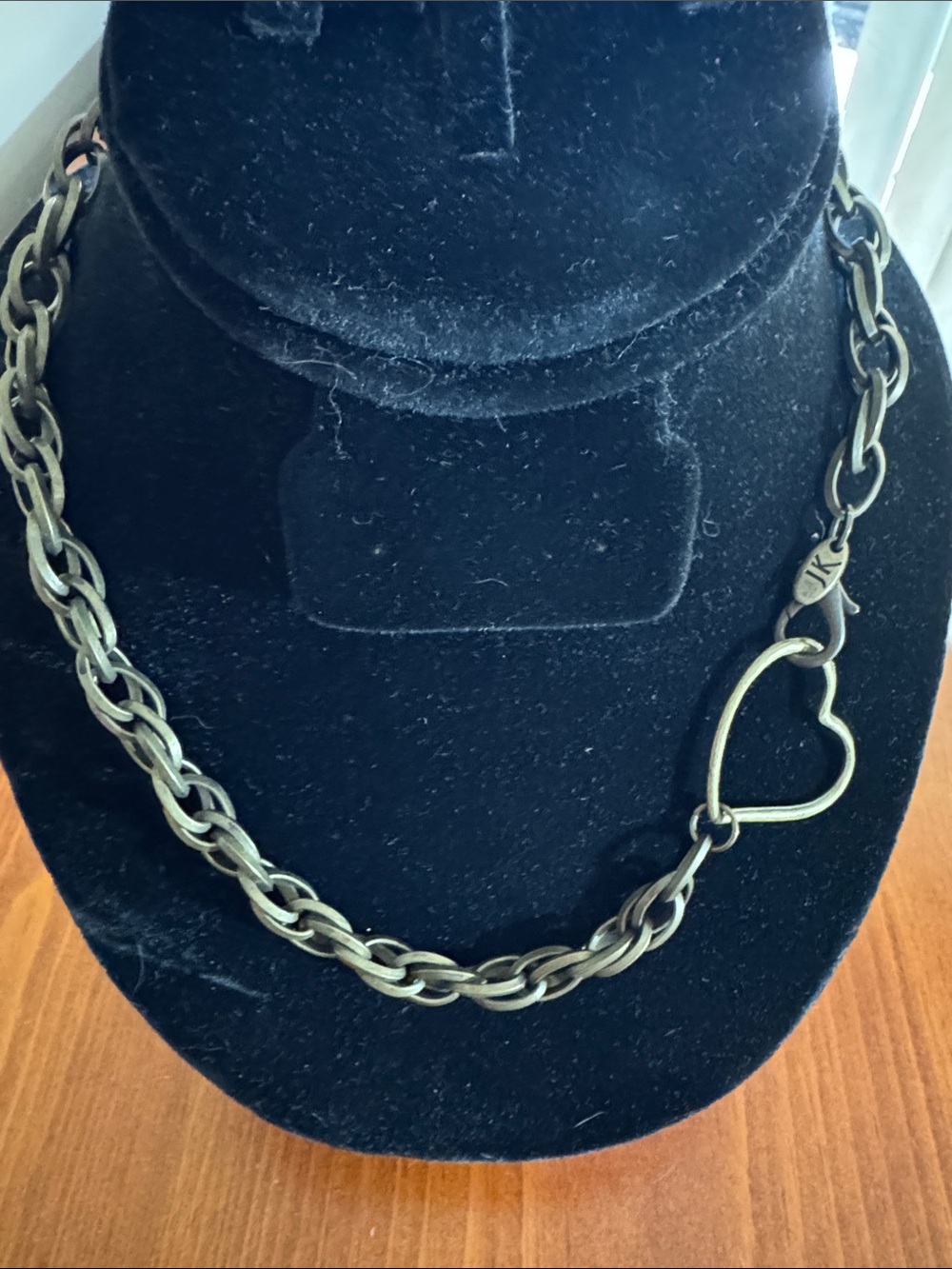 Vintage Jewel Kade Antique Brass Heart Link Necklace